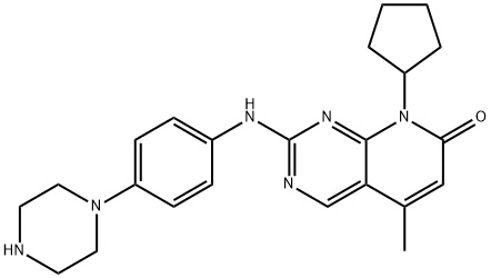 8-cyclopentyl-5-methyl-2-[[4-(1-piperazinyl)phenyl]amino]- Pyrido[2,3-d]pyrimidin-7(8H)-one Struktur