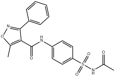 N-[4-(acetylsulfamoyl)phenyl]-5-methyl-3-phenyl-1,2-oxazole-4-carboxamide Struktur