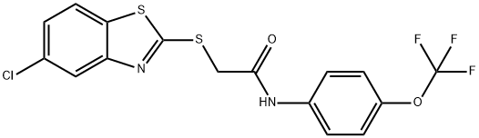 2-[(5-chloro-1,3-benzothiazol-2-yl)sulfanyl]-N-[4-(trifluoromethoxy)phenyl]acetamide Struktur