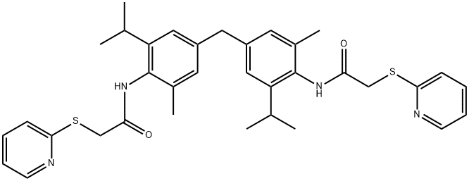 N,N'-{methanediylbis[2-methyl-6-(propan-2-yl)benzene-4,1-diyl]}bis[2-(pyridin-2-ylsulfanyl)acetamide] Struktur