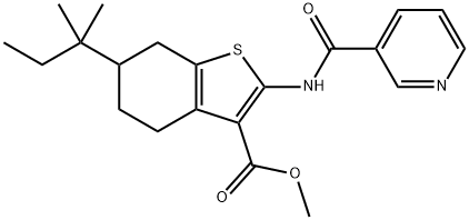 methyl 6-(2-methylbutan-2-yl)-2-(pyridine-3-carbonylamino)-4,5,6,7-tetrahydro-1-benzothiophene-3-carboxylate Struktur