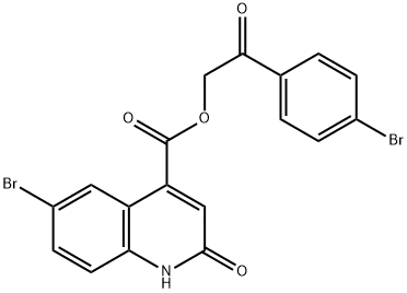 4-Quinolinecarboxylic acid,6-bromo-1,2-dihydro-2-oxo-,2-(4-bromophenyl)-2-oxoethyl ester Struktur