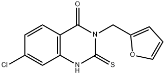 7-chloro-3-(furan-2-ylmethyl)-2-thioxo-2,3-dihydroquinazolin-4(1H)-one Struktur