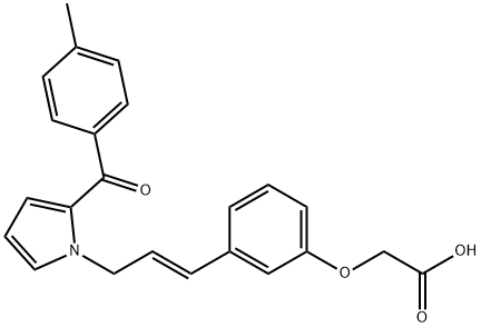 Acetic acid, 2-[3-[(1E)-3-[2-(4-methylbenzoyl)-1H-pyrrol-1-yl]-1-propen-1-yl]phenoxy]- Struktur