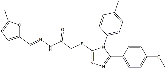 2-[[5-(4-methoxyphenyl)-4-(4-methylphenyl)-1,2,4-triazol-3-yl]sulfanyl]-N-[(E)-(5-methylfuran-2-yl)methylideneamino]acetamide Structure