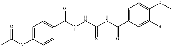 N-({2-[4-(acetylamino)benzoyl]hydrazino}carbonothioyl)-3-bromo-4-methoxybenzamide Struktur