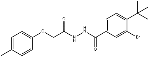 3-bromo-4-tert-butyl-N'-[(4-methylphenoxy)acetyl]benzohydrazide Struktur