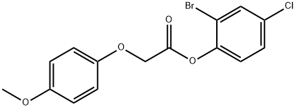 2-bromo-4-chlorophenyl (4-methoxyphenoxy)acetate Struktur