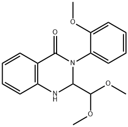 2-(dimethoxymethyl)-3-(2-methoxyphenyl)-1,2-dihydroquinazolin-4-one Struktur