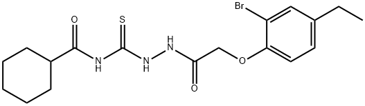 N-({2-[(2-bromo-4-ethylphenoxy)acetyl]hydrazino}carbonothioyl)cyclohexanecarboxamide Struktur