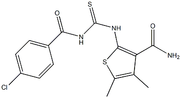 2-({[(4-chlorobenzoyl)amino]carbonothioyl}amino)-4,5-dimethyl-3-thiophenecarboxamide Struktur