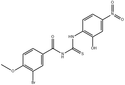 3-bromo-N-{[(2-hydroxy-4-nitrophenyl)amino]carbonothioyl}-4-methoxybenzamide Struktur