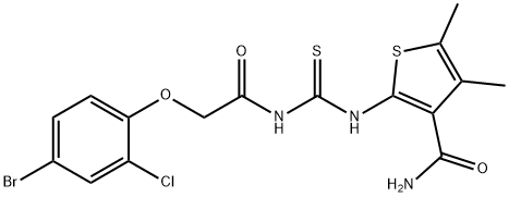 2-[({[(4-bromo-2-chlorophenoxy)acetyl]amino}carbonothioyl)amino]-4,5-dimethyl-3-thiophenecarboxamide Struktur