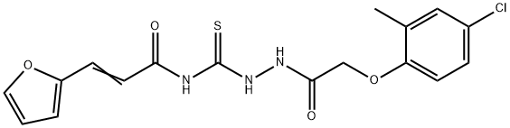 N-({2-[(4-chloro-2-methylphenoxy)acetyl]hydrazino}carbonothioyl)-3-(2-furyl)acrylamide Struktur