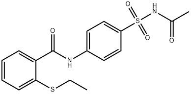 N-[4-(acetylsulfamoyl)phenyl]-2-ethylsulfanylbenzamide Struktur