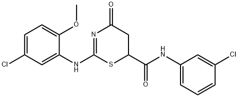 2-[(5-chloro-2-methoxyphenyl)amino]-N-(3-chlorophenyl)-4-oxo-5,6-dihydro-4H-1,3-thiazine-6-carboxamide Struktur