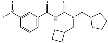 N-{[(cyclobutylmethyl)(tetrahydro-2-furanylmethyl)amino]carbonothioyl}-3-nitrobenzamide Struktur