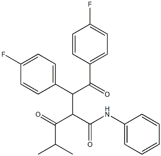 2-[1,2-Bis-(4-fluoro-phenyl)-2-oxo-ethyl]-4-methyl-3-oxo-pentanoic acid phenylamide Struktur