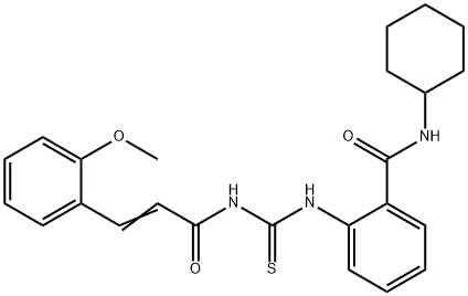 N-cyclohexyl-2-[[(E)-3-(2-methoxyphenyl)prop-2-enoyl]carbamothioylamino]benzamide Struktur