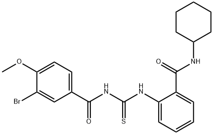 3-bromo-N-[({2-[(cyclohexylamino)carbonyl]phenyl}amino)carbonothioyl]-4-methoxybenzamide Struktur