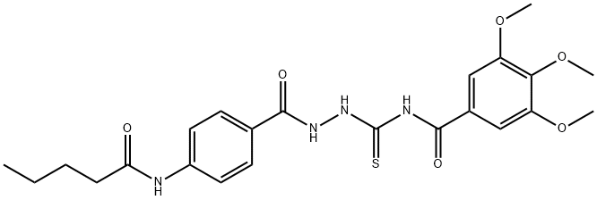 3,4,5-trimethoxy-N-({2-[4-(pentanoylamino)benzoyl]hydrazino}carbonothioyl)benzamide Struktur