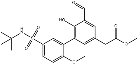 methyl 2-(5'-(N-tert-butylsulfamoyl)-5-formyl-6-hydroxy-2'-methoxybiphenyl-3-yl)acetate Struktur