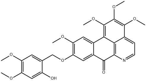 1,2,3,10-Tetramethoxy-9-(2-hydroxy-4,5-dimethoxybenzyloxy)oxoaporphine Struktur