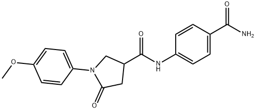 N-(4-carbamoylphenyl)-1-(4-methoxyphenyl)-5-oxopyrrolidine-3-carboxamide Struktur