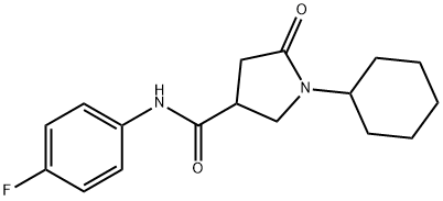 1-cyclohexyl-N-(4-fluorophenyl)-5-oxopyrrolidine-3-carboxamide Struktur