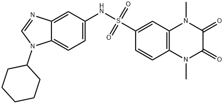 N-(1-cyclohexylbenzimidazol-5-yl)-1,4-dimethyl-2,3-dioxoquinoxaline-6-sulfonamide Struktur