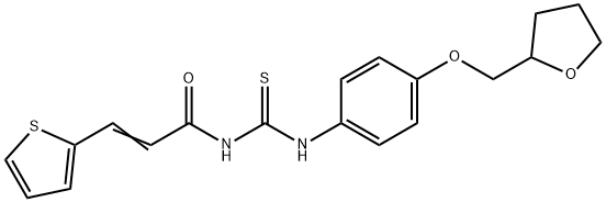 N-({[4-(tetrahydro-2-furanylmethoxy)phenyl]amino}carbonothioyl)-3-(2-thienyl)acrylamide Struktur