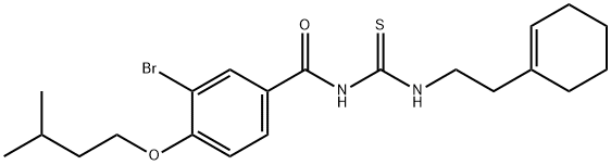 3-bromo-N-({[2-(1-cyclohexen-1-yl)ethyl]amino}carbonothioyl)-4-(3-methylbutoxy)benzamide Struktur