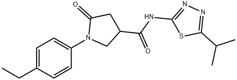 1-(4-ethylphenyl)-5-oxo-N-[5-(propan-2-yl)-1,3,4-thiadiazol-2-yl]pyrrolidine-3-carboxamide Struktur