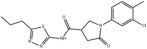 1-(3-chloro-4-methylphenyl)-5-oxo-N-(5-propyl-1,3,4-thiadiazol-2-yl)pyrrolidine-3-carboxamide Struktur