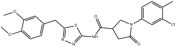 1-(3-chloro-4-methylphenyl)-N-[5-(3,4-dimethoxybenzyl)-1,3,4-thiadiazol-2-yl]-5-oxopyrrolidine-3-carboxamide Struktur