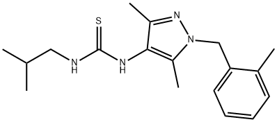 1-[3,5-dimethyl-1-[(2-methylphenyl)methyl]pyrazol-4-yl]-3-(2-methylpropyl)thiourea Struktur