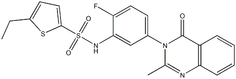 5-ethyl-N-[2-fluoro-5-(2-methyl-4-oxoquinazolin-3-yl)phenyl]thiophene-2-sulfonamide Struktur