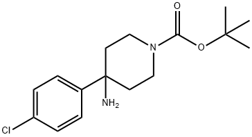 tert-Butyl 4-amino-4-(4-chlorophenyl)piperidine-1-carboxylate Struktur