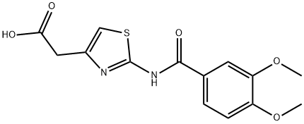 2-[2-[(3,4-dimethoxybenzoyl)amino]-1,3-thiazol-4-yl]acetic acid Struktur