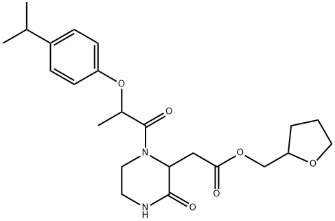 tetrahydro-2-furanylmethyl {1-[2-(4-isopropylphenoxy)propanoyl]-3-oxo-2-piperazinyl}acetate Struktur