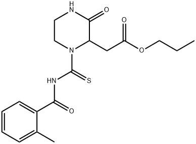 propyl (1-{[(2-methylbenzoyl)amino]carbonothioyl}-3-oxo-2-piperazinyl)acetate Struktur