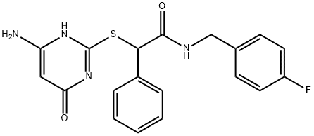 2-[(6-amino-4-oxo-1H-pyrimidin-2-yl)sulfanyl]-N-[(4-fluorophenyl)methyl]-2-phenylacetamide Struktur