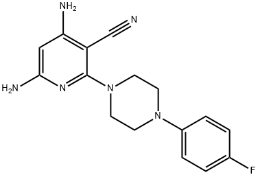 4,6-Diamino-2-[4-(4-fluoro-phenyl)-piperazin-1-yl]-nicotinonitrile Struktur