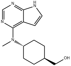 ((1r,4r)-4-(methyl(7H-pyrrolo[2,3-d]pyrimidin-4-yl)amino)cyclohexyl)methanol Struktur