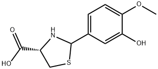 (4S)-2-(3-hydroxy-4-methoxy-phenyl)thiazolidine-4-carboxylic acid Struktur