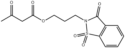 3-(1,1-dioxido-3-oxobenzo[d]isothiazol-2(3H)-yl)propyl 3-oxobutanoate Struktur