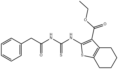 ethyl 2-(3-(2-phenylacetyl)thioureido)-4,5,6,7-tetrahydrobenzo[b]thiophene-3-carboxylate Struktur