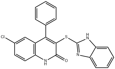 3-(1H-benzimidazol-2-ylsulfanyl)-6-chloro-4-phenylquinolin-2-ol Struktur