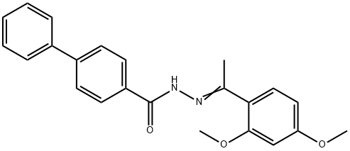 N'-[1-(2,4-dimethoxyphenyl)ethylidene]-4-biphenylcarbohydrazide Struktur