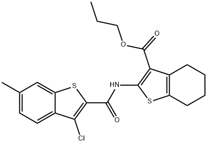 propyl 2-[(3-chloro-6-methyl-1-benzothiophene-2-carbonyl)amino]-4,5,6,7-tetrahydro-1-benzothiophene-3-carboxylate Struktur